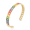 Colorful enamel rainbow style jewelry 9k 14k 18k yellow gold plated 925 silver chain Bracelet