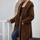 Women Superior Quality Solid Dual Pocket Open Front Teddy Coat Casual Oversized Coat Women Winter Overcoat