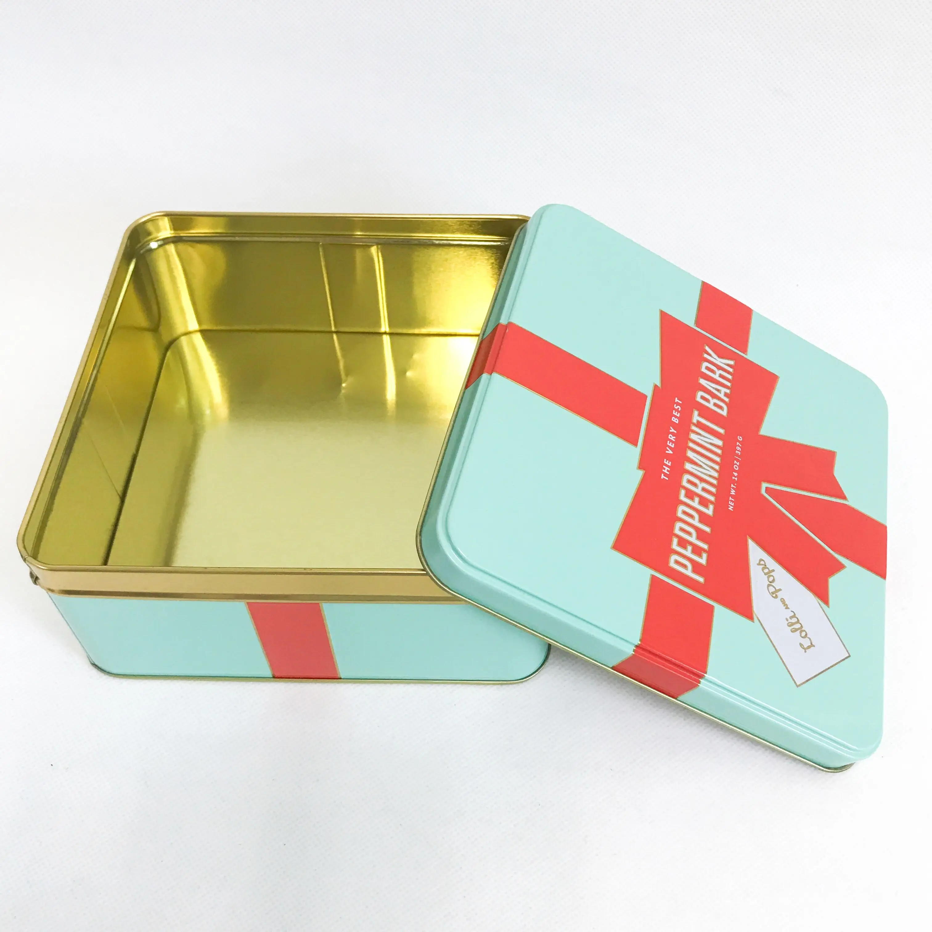 pretty design square shape tin can metal gift box biscuit and