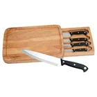 Wholesale Custom Wood Box Gift Set 4 PCS Stainless Steel Steak Knife with Board Set