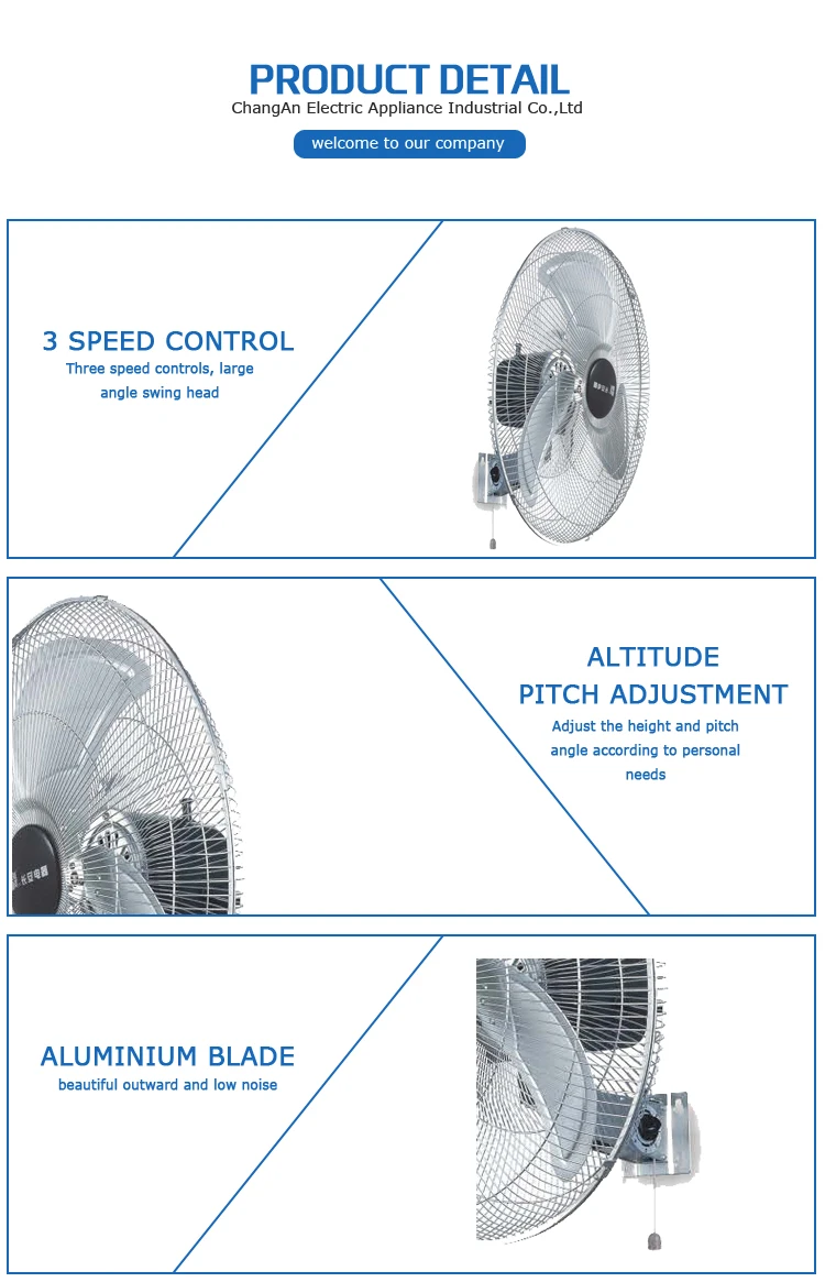 Wall Air Cooling Fan, 20", 18", 16", 220v - detail 8