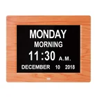 8inch Senior Gifts LED Digital Calendar Wooden Clock With Alarm And Medicine Reminder