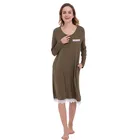 Nightdress 2020 Hot Sale Fashion Luxury Pajamas Women Army Green Cotton Pajamas Nightdress