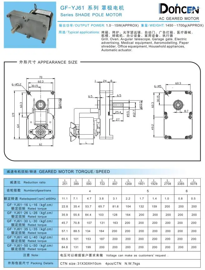 Geared Shaded Pole Motor, Waterproof, Brushless, 24v - detail 4