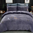 Factory price custom comfortable embroidery bed quilt bedding set fleece blanket duvet cover set