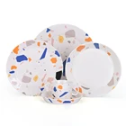 Popular sale colorful dish elegant porcelain dinner set for 4 people