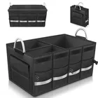 Car Boot Amazon Hot Sale 1680D Car Trunk Boot Organizer Reflective Collapsible Cargo Storage Organizer With Flap On Top