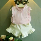 Wholesale children clothing custom girls clothes sets kids 2 pc short set with super quality