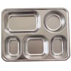 5 Compartment Stainless Steel Student Student Lunch Plate with Lid Catering Tray