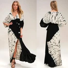 Women's Sexy V Neck Floral Long Sleeves Maxi Dresses Casual Loose Party Prom Ladies Outfits