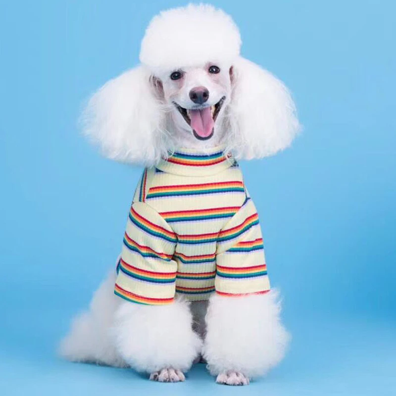 High Quality Pet Clothes Dog T-shirt For Autumn New Korea Best Selling Striped Dog Clothes Pet T-Shirt Puppy Clothes Wholesale