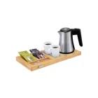 5 star hotel appliance electric kettle and wooden tray, mini kettle tray set for guest room