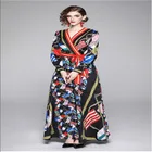 Clothes Wholesale Long Sleeve Dresses Women Print Vintage V Neck Casual Dress Women