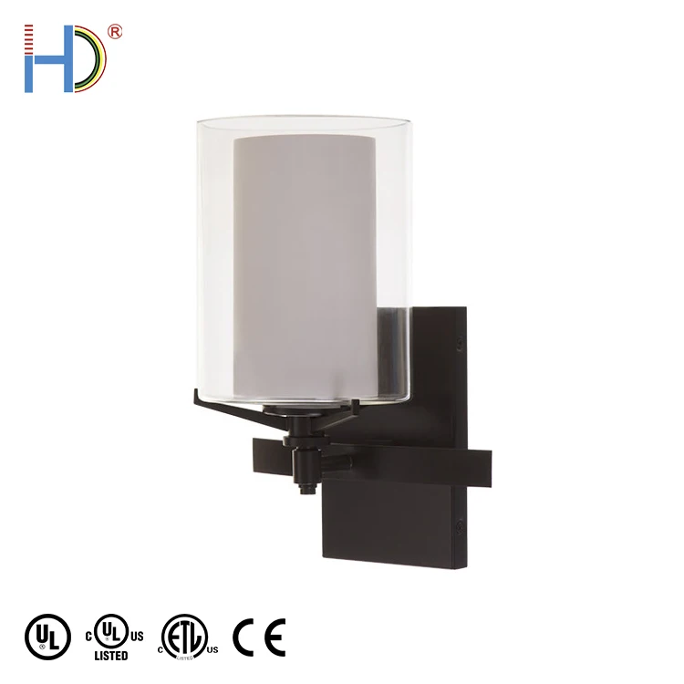 Modern GU-24 Socket Metal Clear Glass Shade Wall Lamp For Hotel