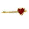Daihe wedding Bride hairpin red heart ins booy pin gold plating Girls hair pins