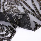 Net embroidery women evening dress 100% polyester knitted custom wholesale sequin fabric