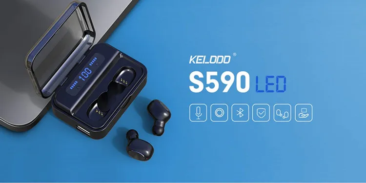 S590 TWS Bluetooth 5.0 Mini Wireless Headphones Stereo Earbuds Touch Control with Led Digital Display Binaural Music for Sport - ANKUX.COM