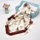 Chinese Custom Logo Digital Print Women Square Polyester Satin Scarf
