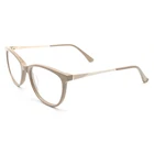 Cheap prescription fashion black acetate see-through glasses for women