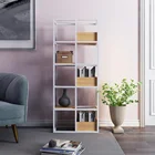 Customized Wooden Box Book Rack Wrought Iron Frame Bookshelf Decorative Bookcase Shelf Design