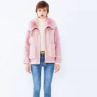 Women New Fashion Winter Real Fox Fur Collar Ladies Cashmere Wool Coat with Fur