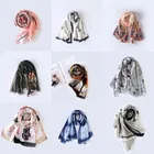 Long High Quality 4 Colors Shawl Silk Satin Striped Scarf Fabric for