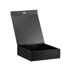 Bespoke luxury black medium magnetic folding gift box with custom ribbon