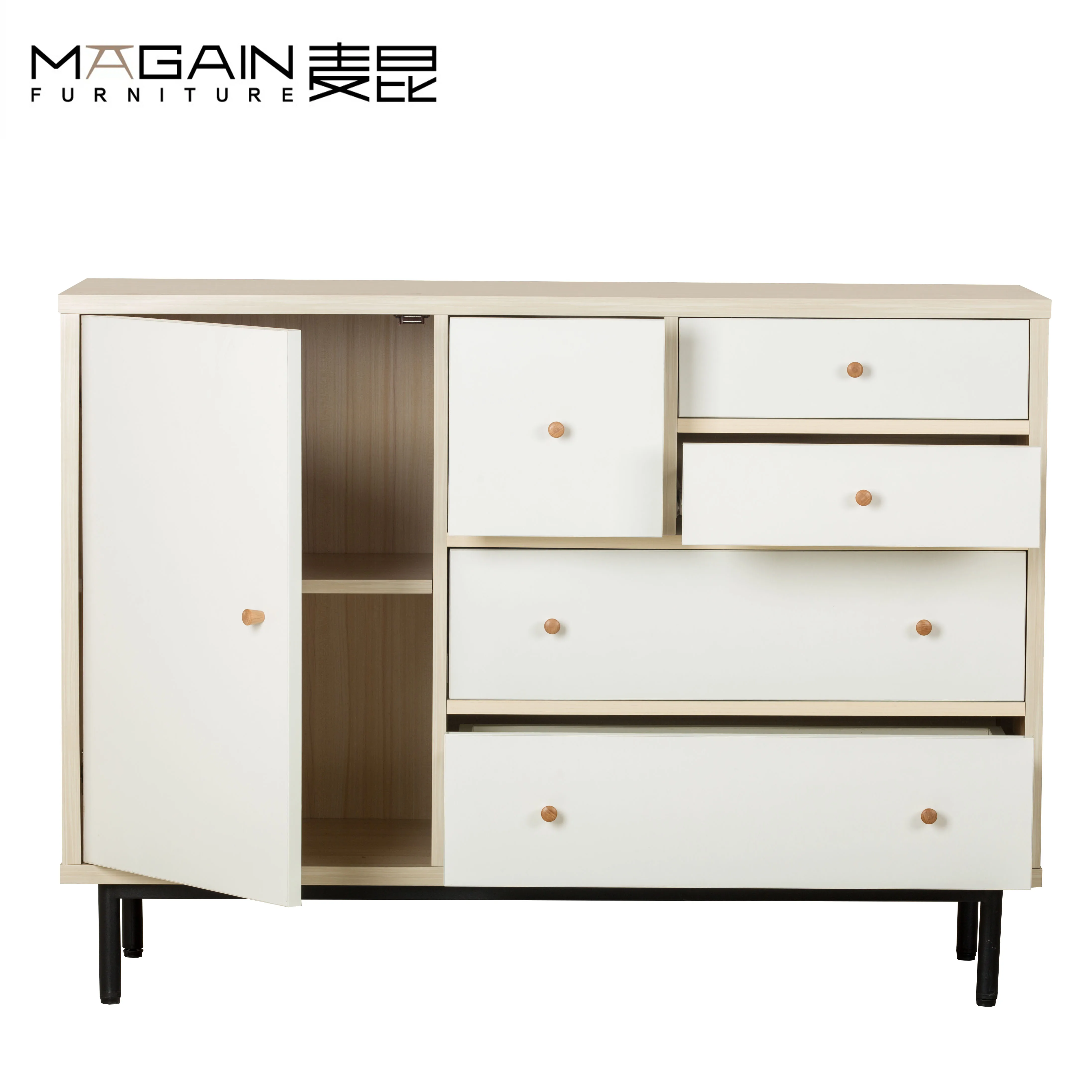 Wooden Chest With Metal Legs Storage Cabinet 6 Drawers Buy