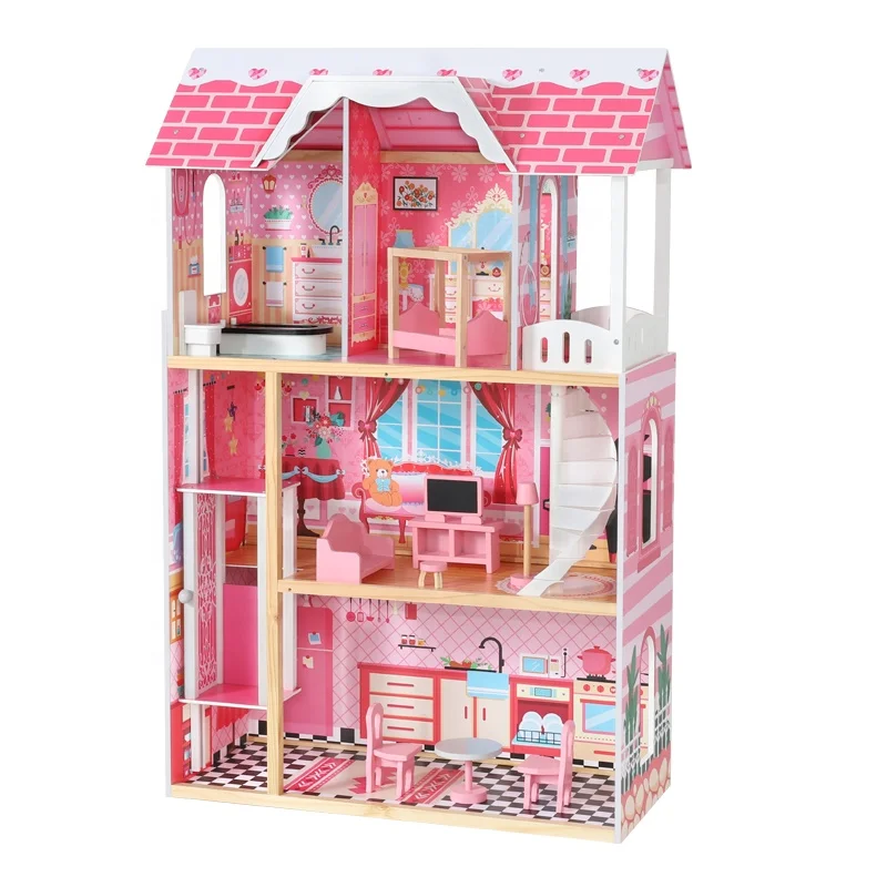 جديد مخصص تصميم دمية باربي لتقوم بها بنفسك اللعب منزل كبير الحجم الاطفال دور التظاهر اللعب فتاة الوردي دمية