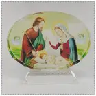 Family Crystal Crystal Glass Gift Full Color Printing Holy Family Oval Glass Christian Crystal Gift MH-G0352