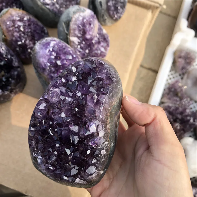 天然巴西乌拉圭紫水晶 geode 水晶家庭办公室装饰装饰紫水晶集群