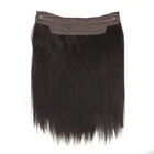 Top Quality Indian Temple Hair Halo , Invisible Yaki Halo Hair Extensions Remy Hair