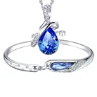 S925 Silver Crystal Necklace Bracelet Earrings student girlfriend Jewelry Set
