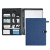 2019 a4 size PU leather blue portfolio document case file folder with phone holder