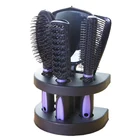 Professional Salon Hair Comb Set with Mirror and Holder (Pink)