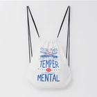 Fashion double side printed durable white canvas drawstring backpack bag eco friendly shopping pouch