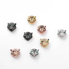 Trendy gold plated micro pave crystal leopard head metal silver beads for jewelry making spacer beads wholesale beads
