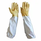 Long Sleeves Sting Proof Cuff Premium leather White Goatskin Long Cuff Tig/Mig Medium Beekeeping Gloves