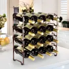 Metal 4 Tiers Stackable Wine Rack 16 Bottles Freestanding Holder Organizer Storage for Kitchen Bar Pantry Cellar