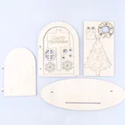 Wooden Fairy Door Craft Kit with Base Stand and Flag Opening Stand Fairy Door Opening Fairy Castle Door