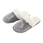 Fashion Winter Women flannel shoes Faux Fur pentagram house Indoor Slip-on Slippers