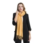 women stylish soft solid color Pashmina shawl fringe warm tassel Cashmere Scarf