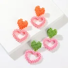 2019 Lovely Rainbow Heart Hoop Earrings Multicolor Acrylic Beads Hollow Out Heart Earrings Fashion Jewelry for Girls Women