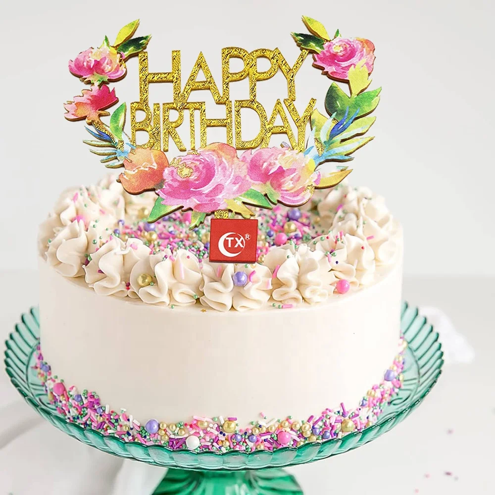 tx uv printing acrylic happy birthday cake topper