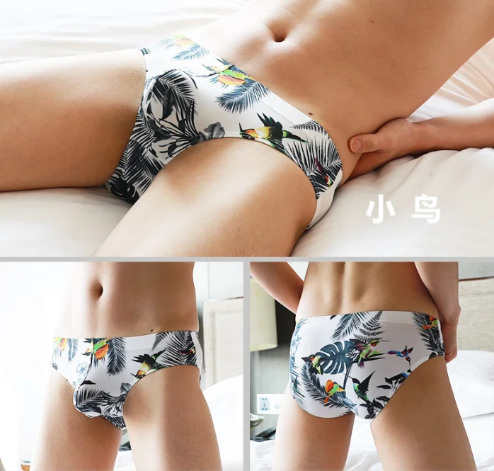 Wholesale Men S Ice Silk Briefs Sexy Underwear Printed Briefs