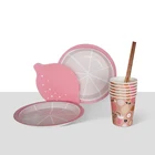 YR 2020 New Product Pink Lemon Theme Party Table Decoration Disposable Dinnerware Set