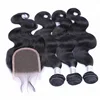 100% malaysian human hair virgin natural black body wave double drawn weft with closure