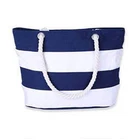 Eco-friendly China Factory Durable blue white striped waterproof rope tote canvas beach bag