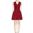 women party dress Triangle hollow knitted V neckline A line dresses