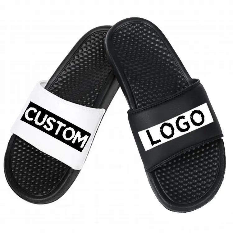 Дешевые Тапочки пользовательские печати дизайн резиновые направляющие обувь для мужчин слайды, логотип слайд сандалии с массаж подошва